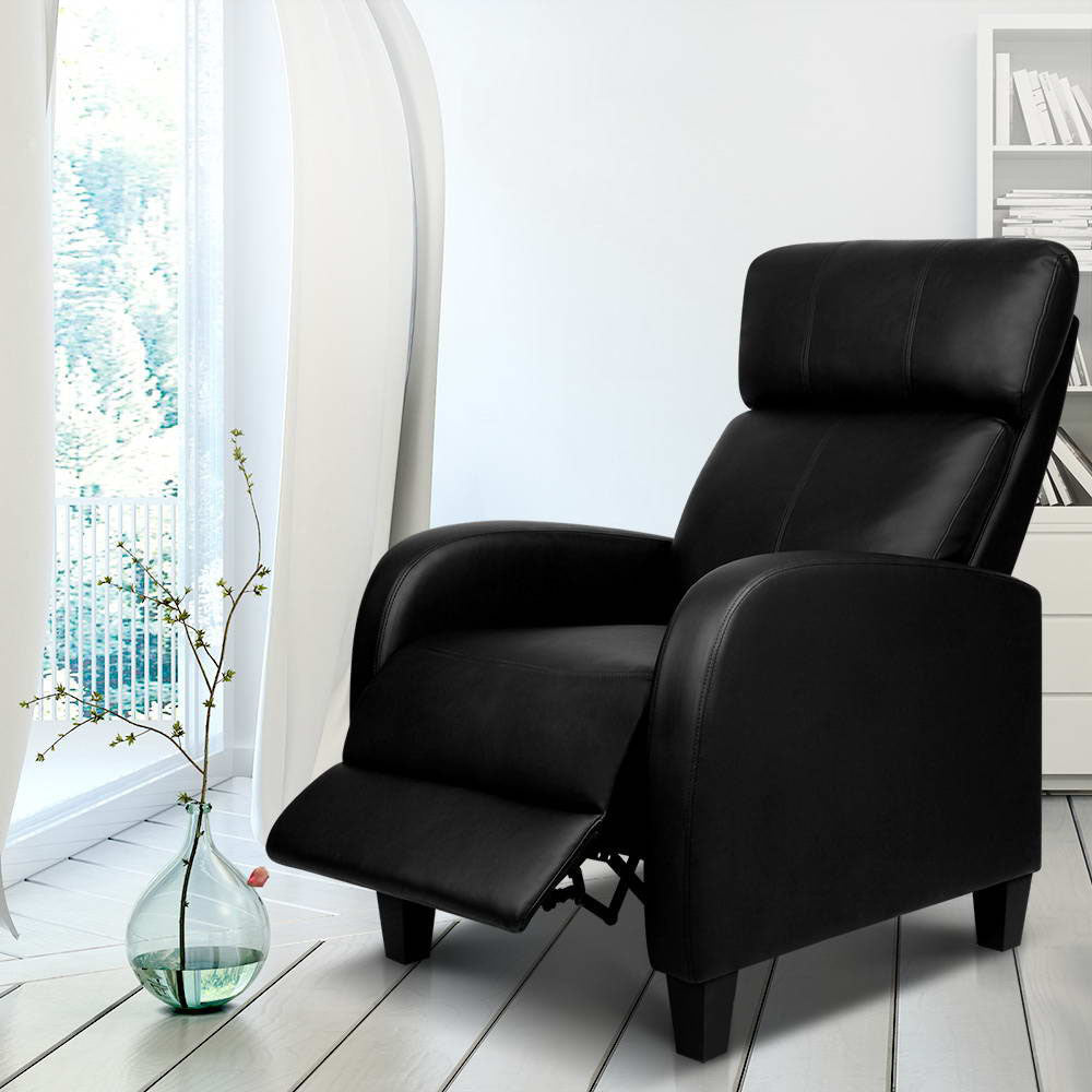 Artiss PU Leather Reclining Armchair - Black - Newstart Furniture