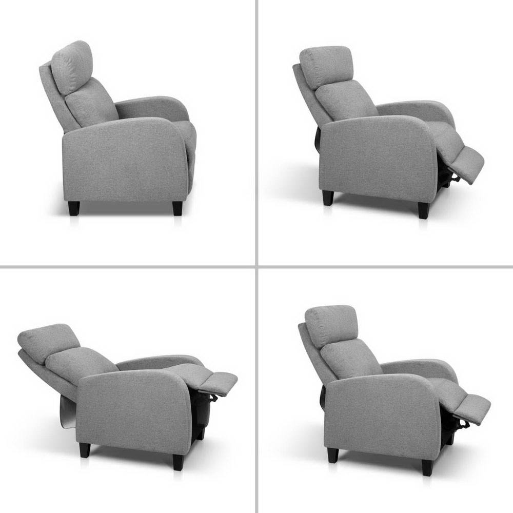 Artiss Fabric Reclining Armchair - Grey - Newstart Furniture