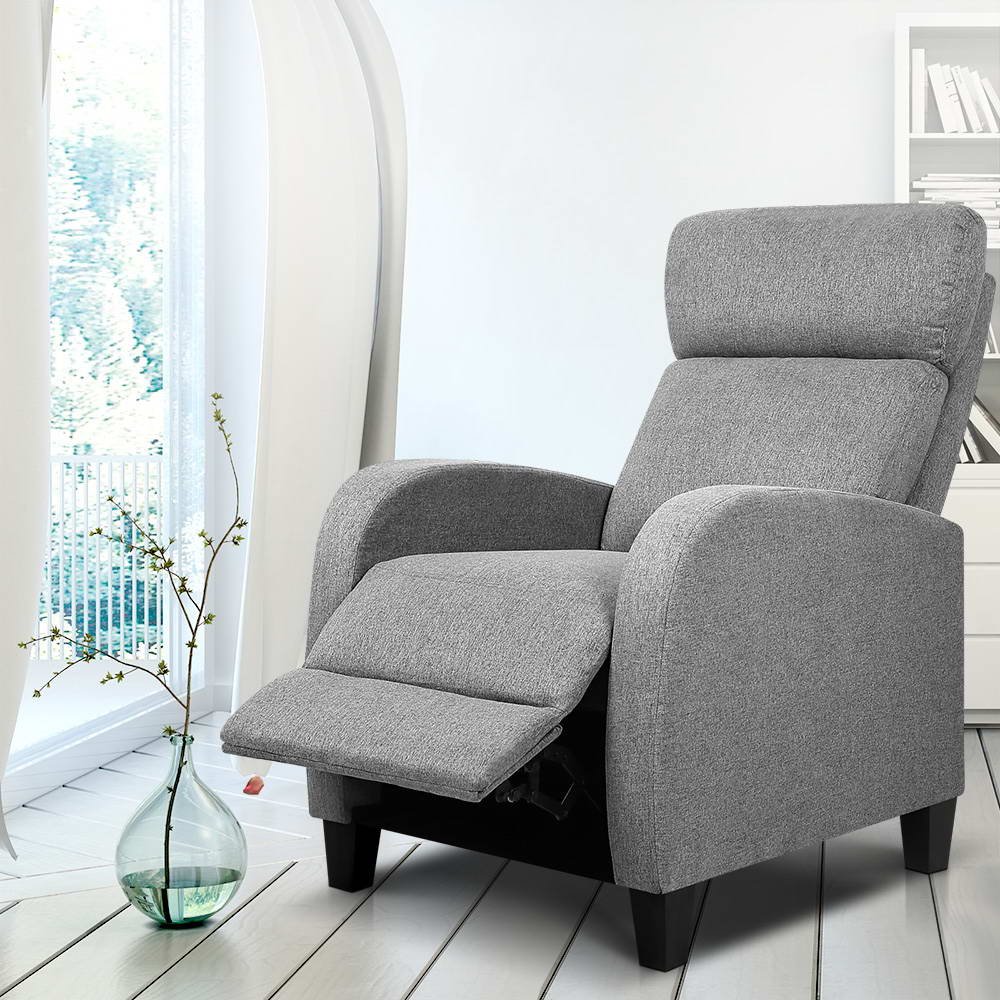 Artiss Fabric Reclining Armchair - Grey - Newstart Furniture