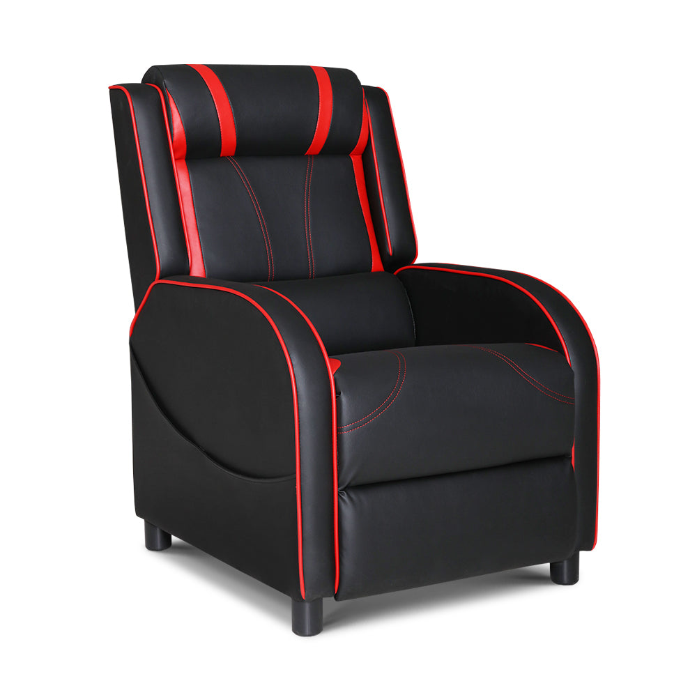 Artiss Recliner Chair Gaming Racing Armchair Lounge Sofa Chairs Leather Black - Newstart Furniture