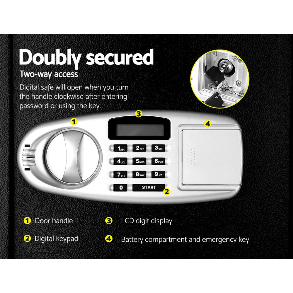 UL-TECH Electronic Safe Digital Security Box Double Door LCD Display - Newstart Furniture