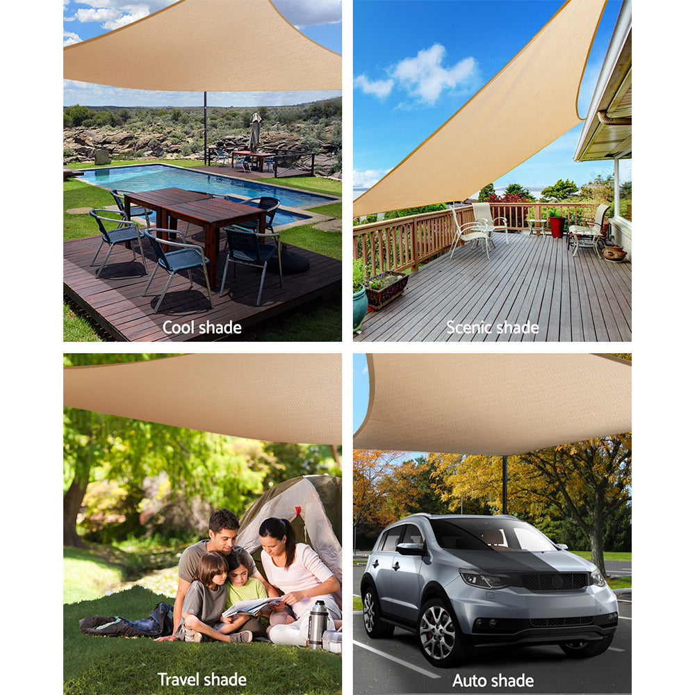 Instahut 2.5x3m Shade Sail Sun Shadecloth 280gsm Sand - Newstart Furniture