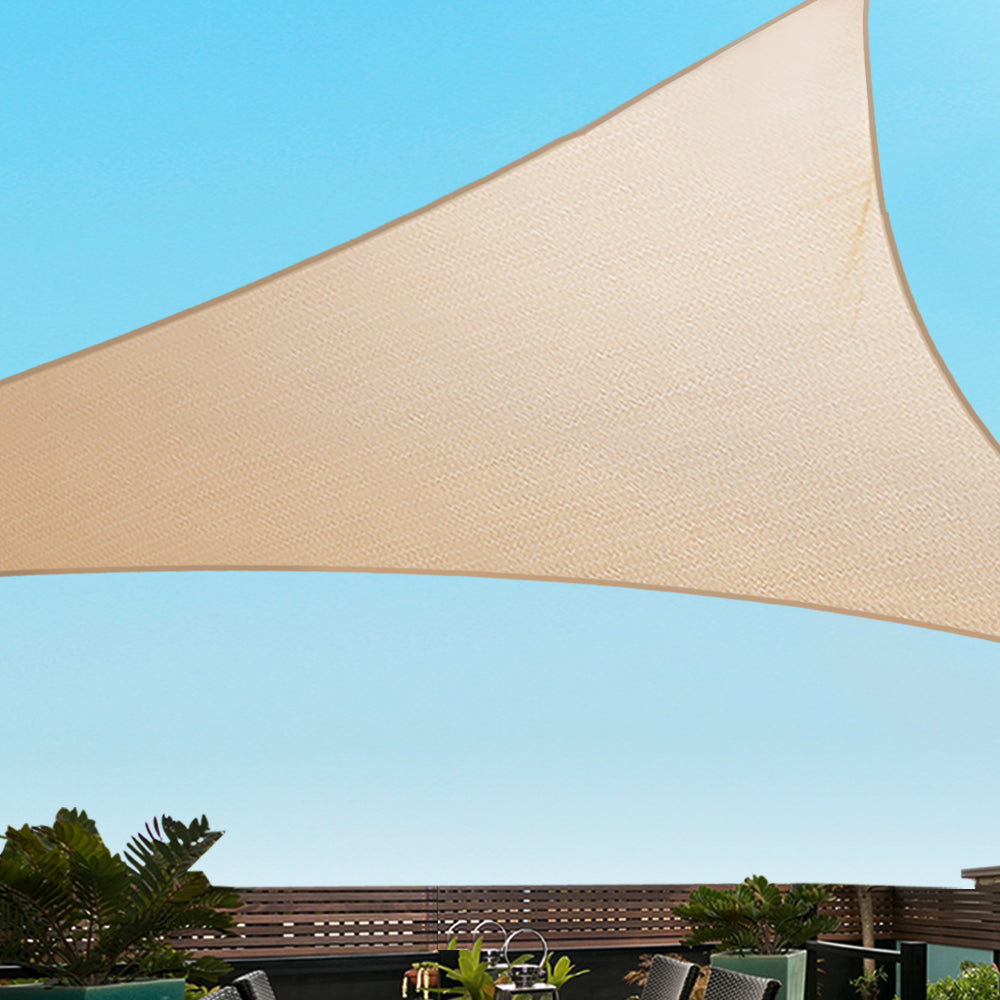 Instahut 5x5x5m Shade Sail Cloth Shadecloth Triangle Heavy Duty Sand Sun Canopy - Newstart Furniture