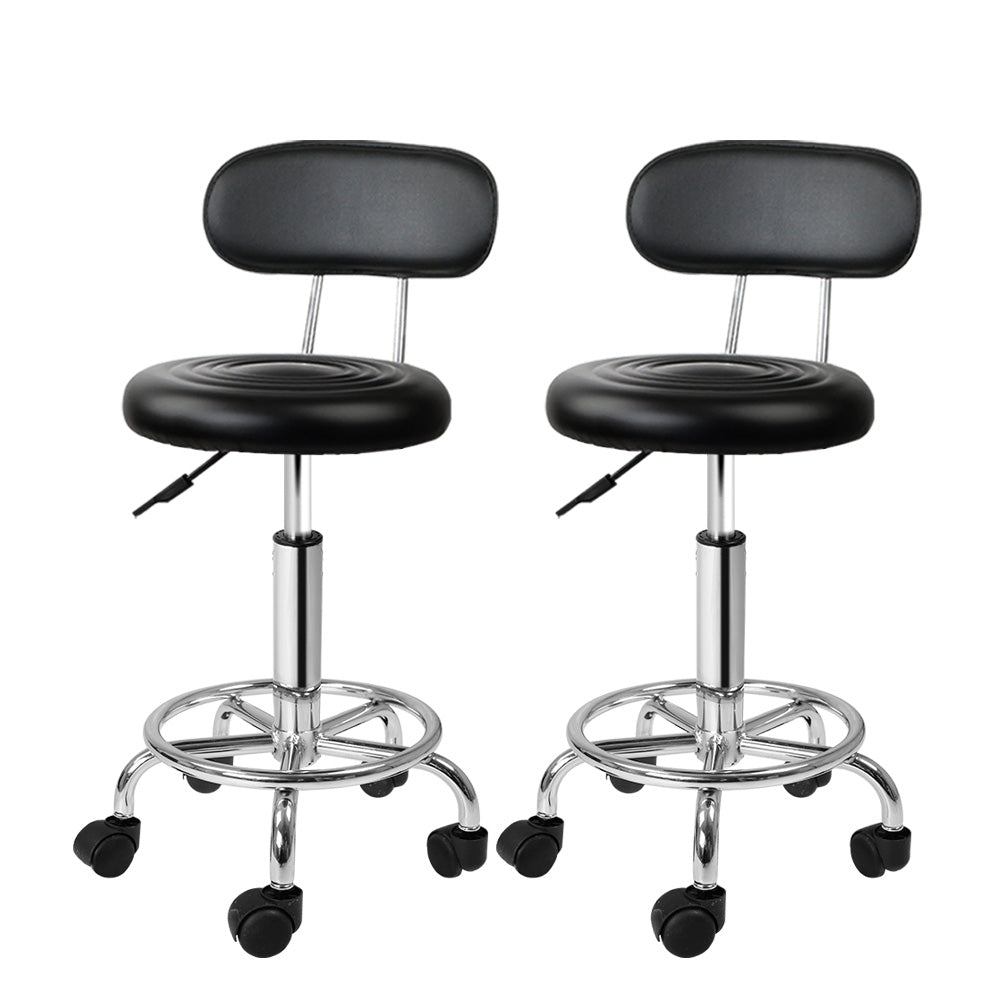 Artiss 2X Salon Stool Swivel Backrest Chair Barber Hairdressing Hydraulic Height - Newstart Furniture