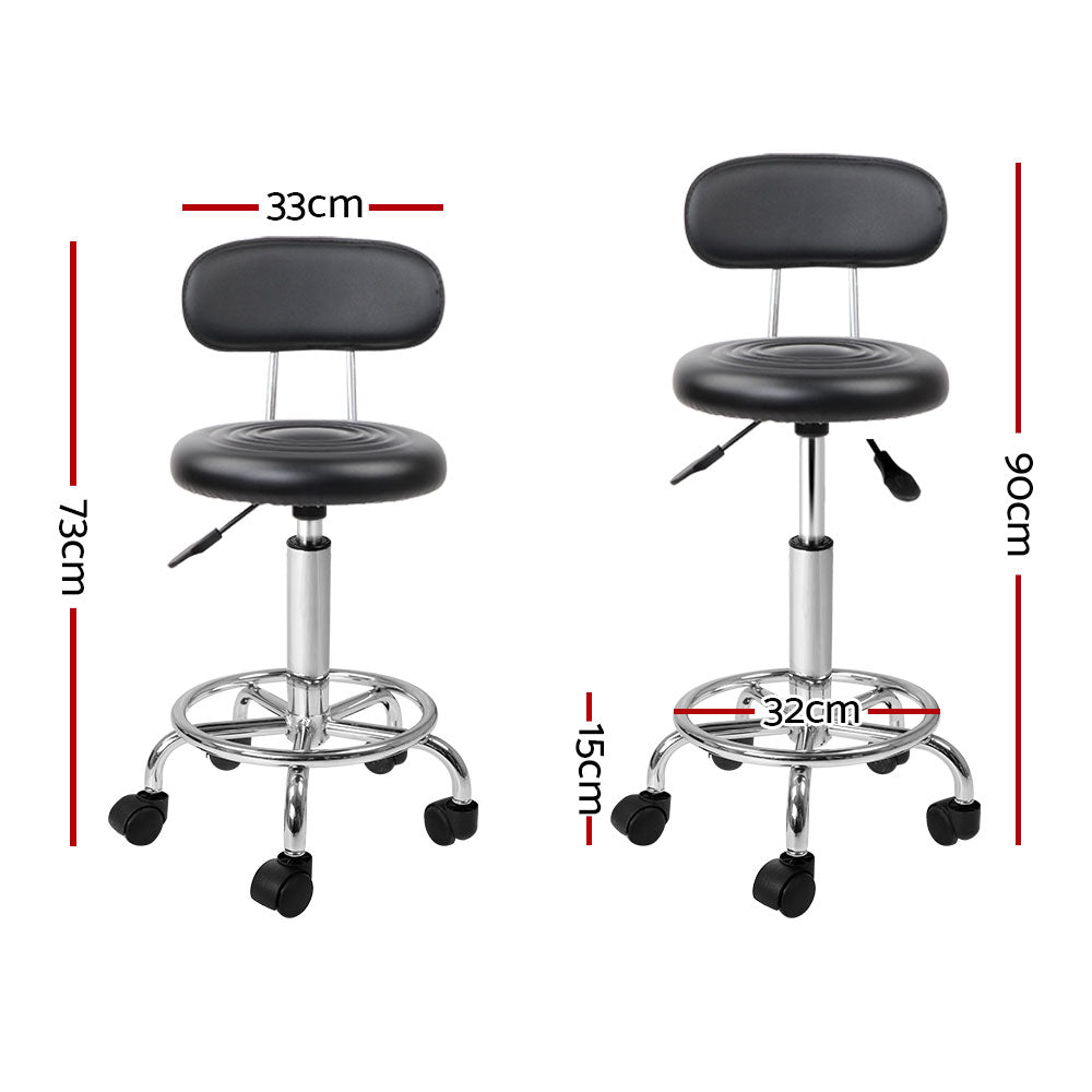 Artiss 2X Salon Stool Swivel Backrest Chair Barber Hairdressing Hydraulic Height - Newstart Furniture