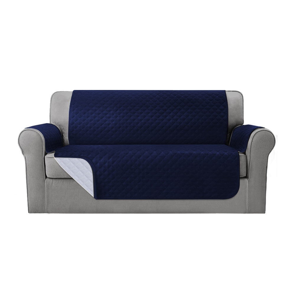 Artiss Sofa Cover Quilted Couch Covers 100% Water Resistant 3 Seater Navy - Newstart Furniture