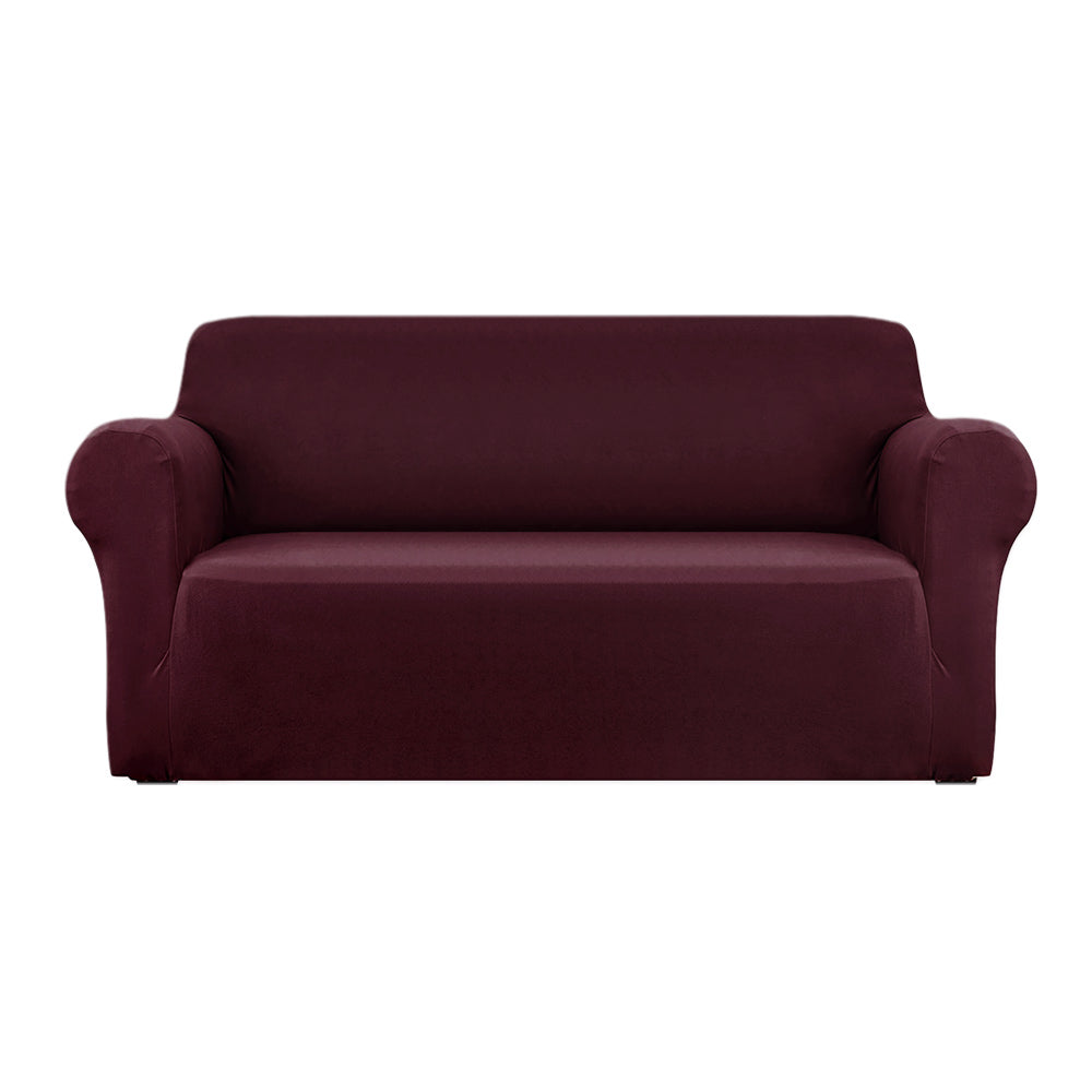 Artiss Sofa Cover Elastic Stretchable Couch Covers Burgundy 3 Seater - Newstart Furniture