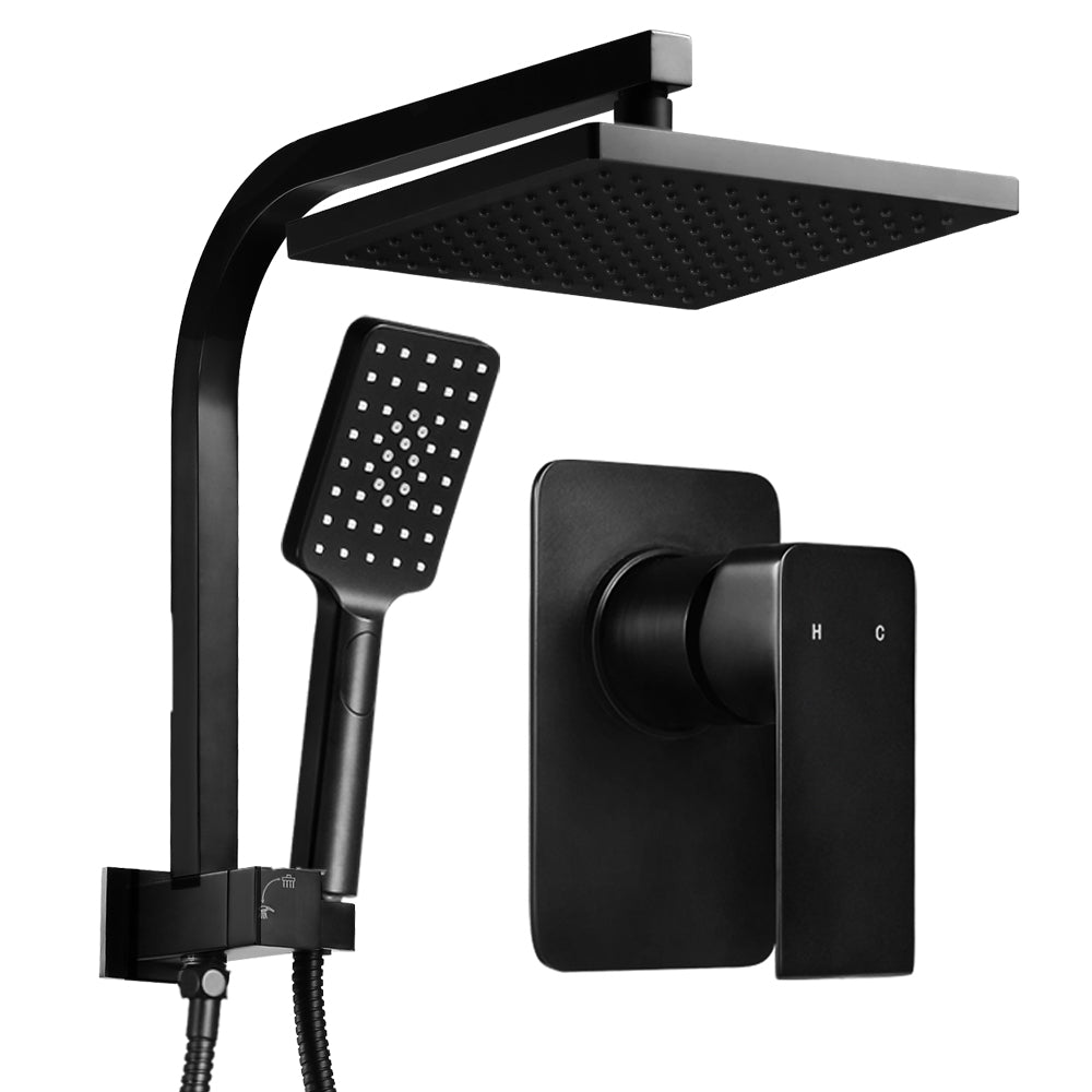 Cefito WELS 8'' Rain Shower Head Mixer Square Handheld High Pressure Wall Black - Newstart Furniture