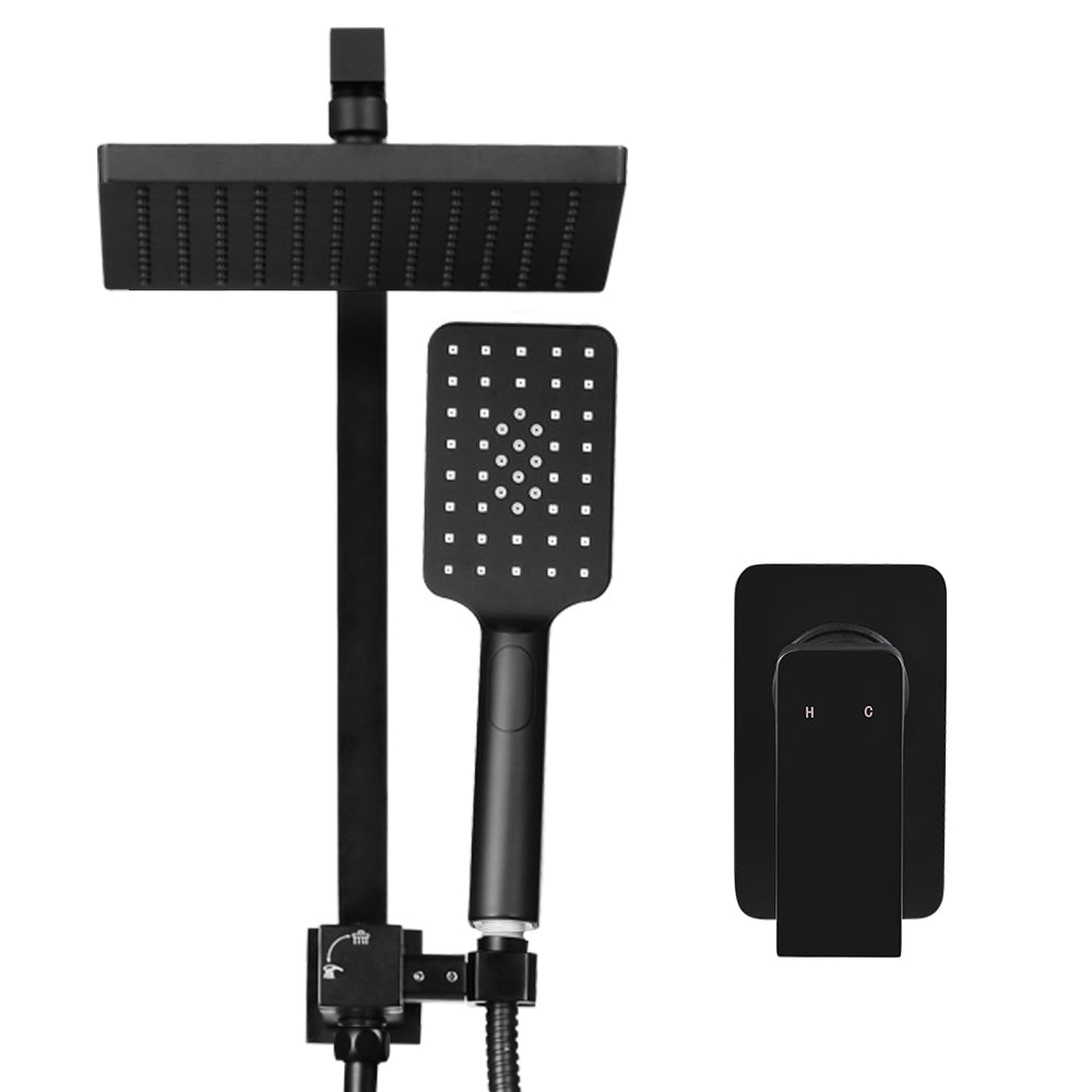 Cefito WELS 8'' Rain Shower Head Mixer Square Handheld High Pressure Wall Black - Newstart Furniture