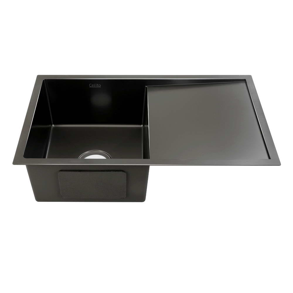 Cefito 75cm x 45cm Stainless Steel Kitchen Sink Under/Top/Flush Mount Black - Newstart Furniture