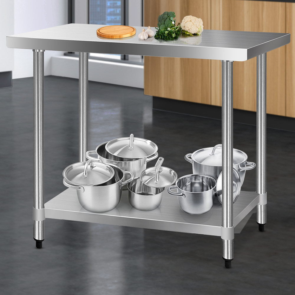 Cefito 1219 x 610mm Commercial Stainless Steel Kitchen Bench - Newstart Furniture