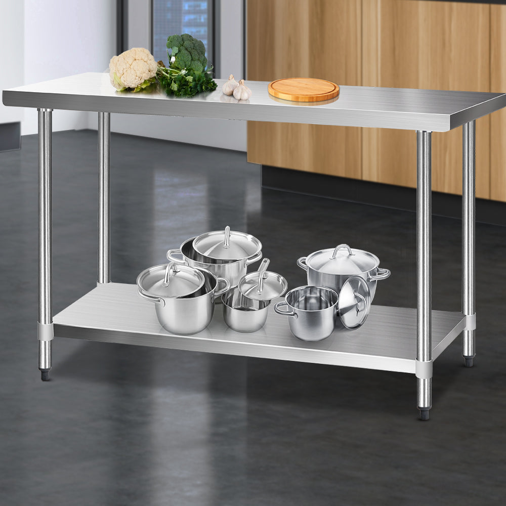 Cefito 1524 x 610mm Commercial Stainless Steel Kitchen Bench - Newstart Furniture