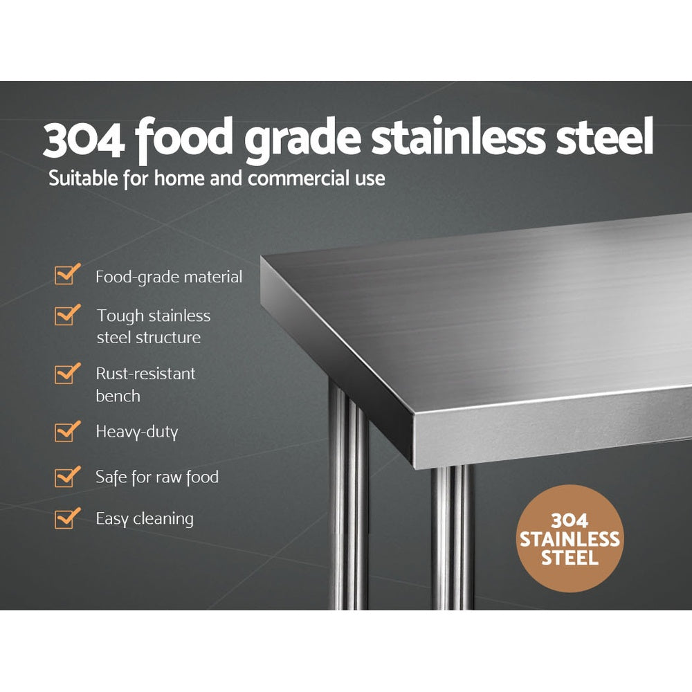 Cefito 1829 x 610mm Commercial Stainless Steel Kitchen Bench - Newstart Furniture