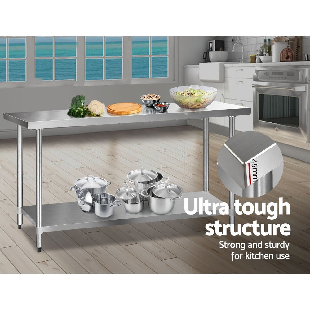 Cefito 1829 x 610mm Commercial Stainless Steel Kitchen Bench - Newstart Furniture