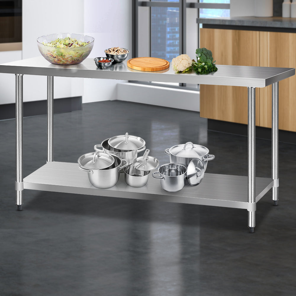 Cefito 1829 x 610mm Commercial Stainless Steel Kitchen Bench - Newstart Furniture