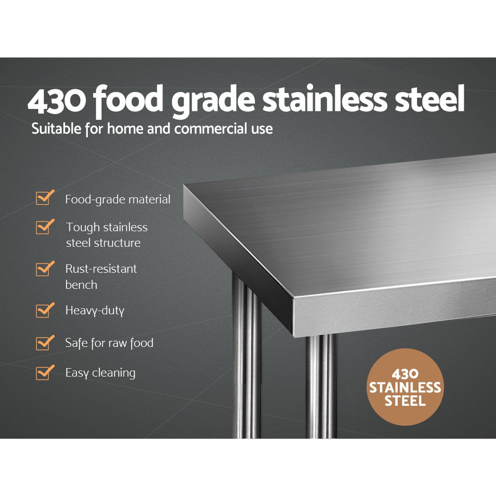 Cefito 610 x 1219mm Commercial Stainless Steel Kitchen Bench - Newstart Furniture