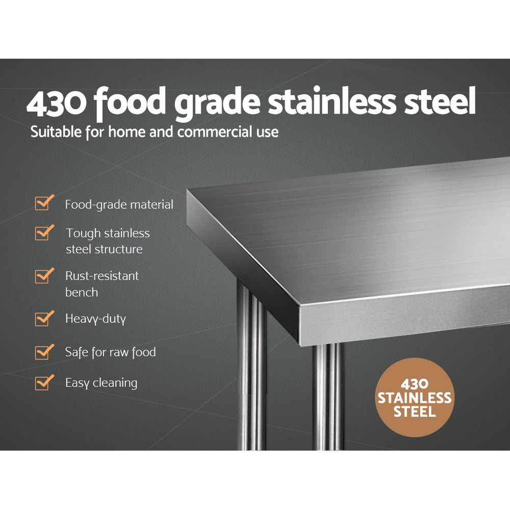 Cefito 610 x 1524mm Commercial Stainless Steel Kitchen Bench - Newstart Furniture