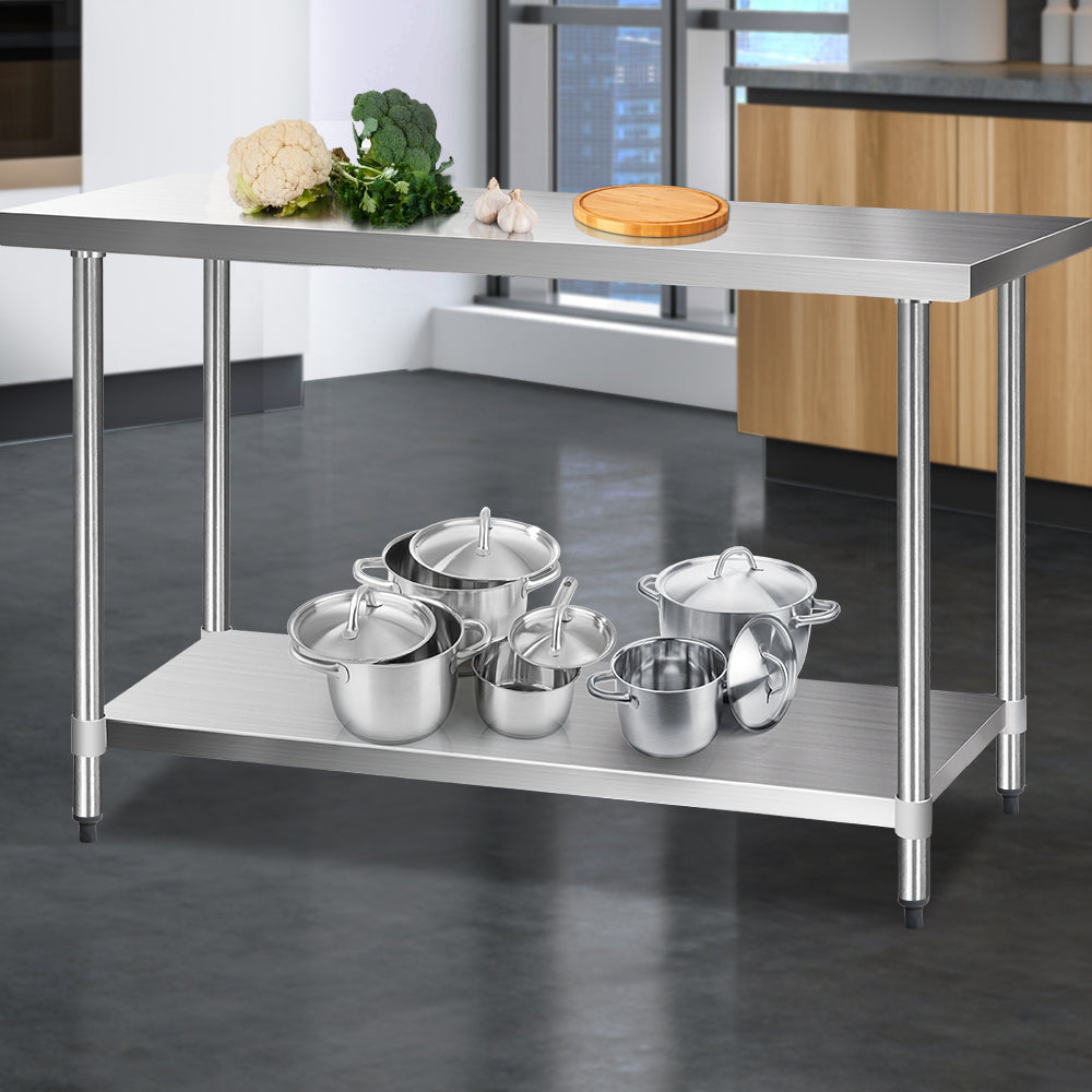 Cefito 610 x 1524mm Commercial Stainless Steel Kitchen Bench - Newstart Furniture