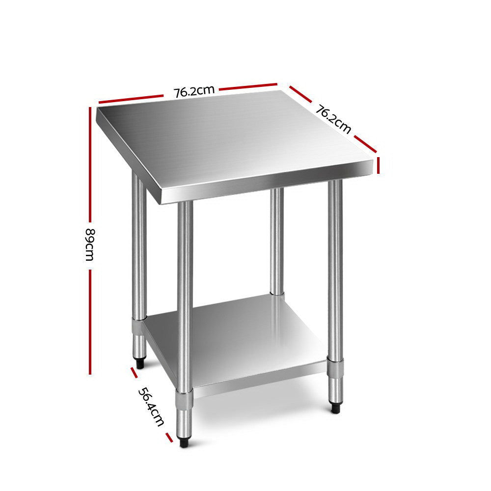 Cefito 762 x 762mm Commercial Stainless Steel Kitchen Bench - Newstart Furniture