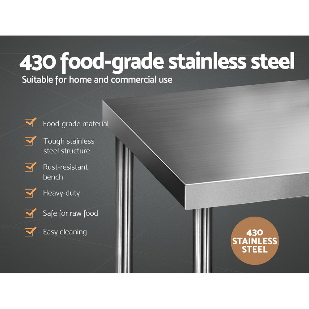 Cefito 762 x 762mm Commercial Stainless Steel Kitchen Bench - Newstart Furniture