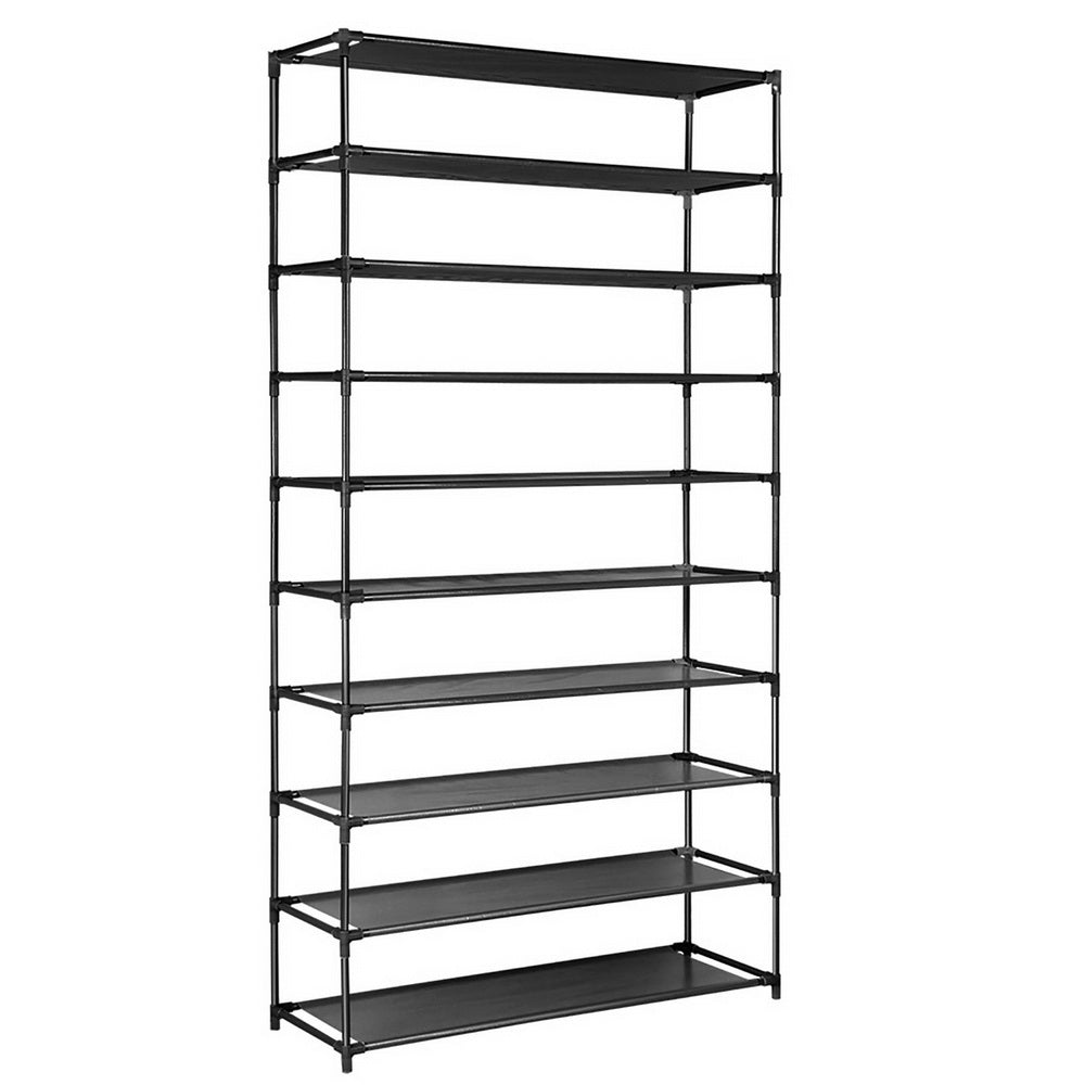 Artiss Shoe Rack 10-Tier (50 Pair) Shoes Organiser DIY Stackable Organizer Storage Shelf Stand Holder Portable Wardrobe Black - Newstart Furniture