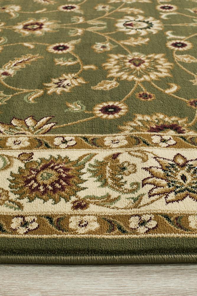 Sydney Collection Classic Rug Green with Ivory Border - Newstart Furniture