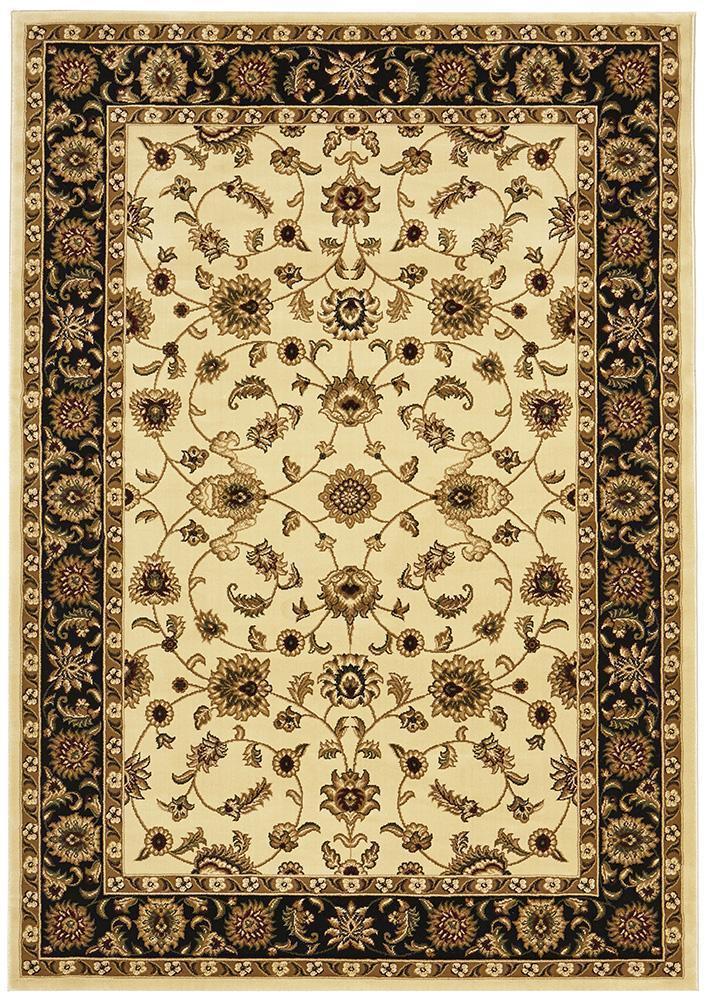 Sydney Collection Classic Rug Ivory with Black Border - Newstart Furniture