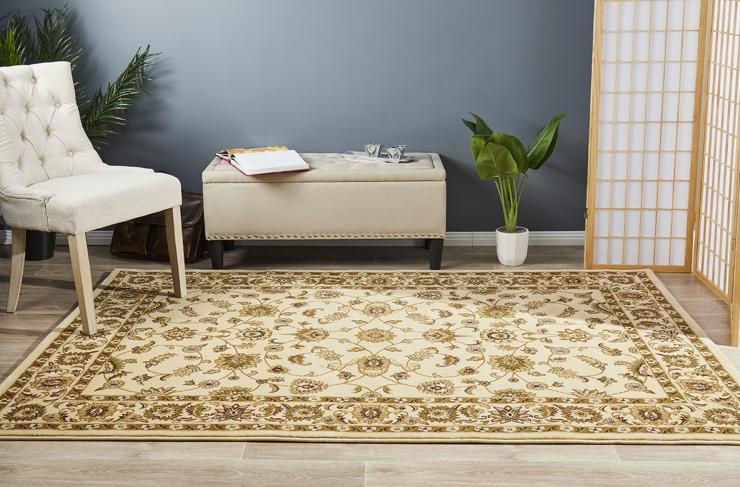 Sydney Collection Classic Rug Ivory with Ivory Border - Newstart Furniture
