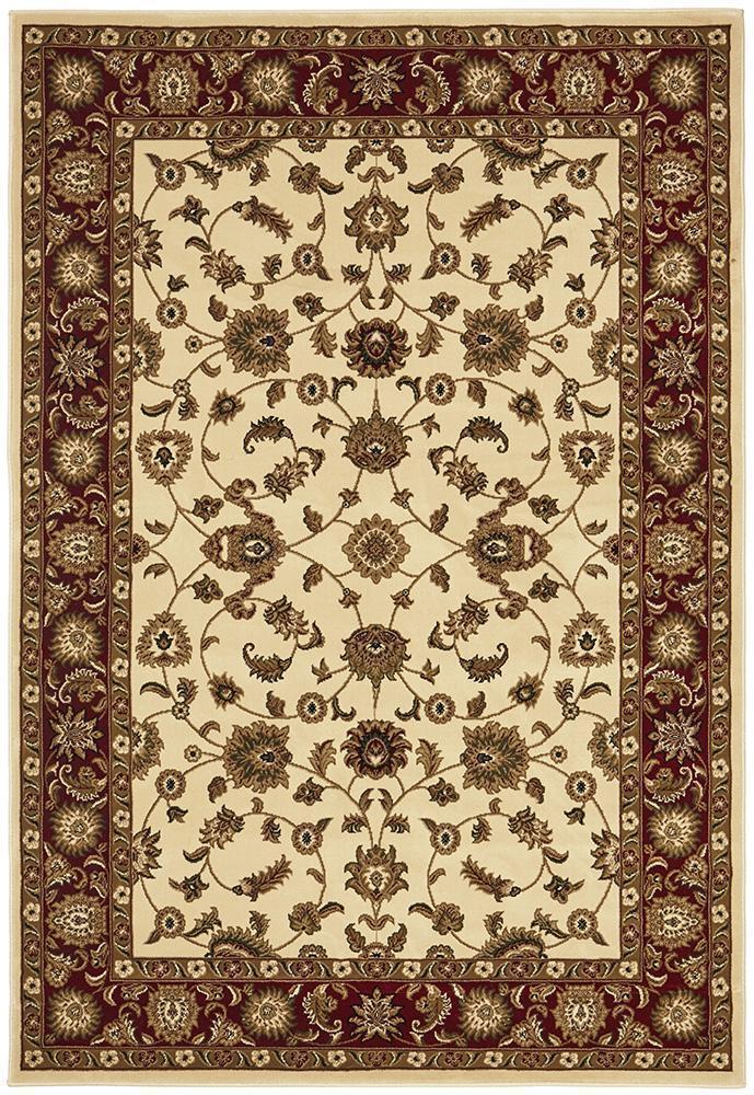 Sydney Collection Classic Rug Ivory with Red Border - Newstart Furniture
