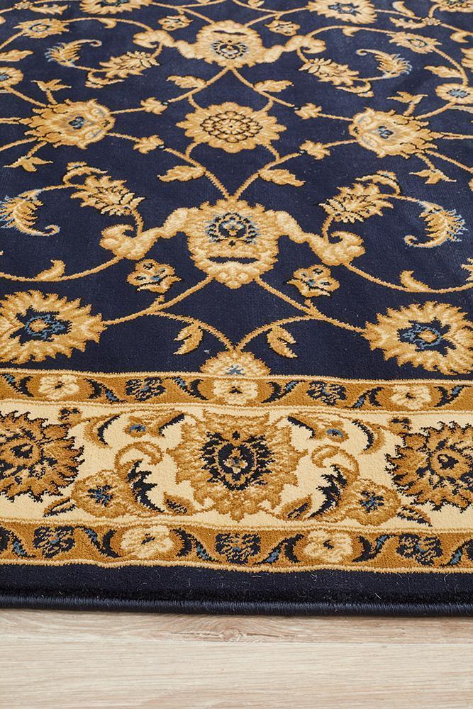 Sydney Collection Classic Rug Blue with Ivory Border - Newstart Furniture