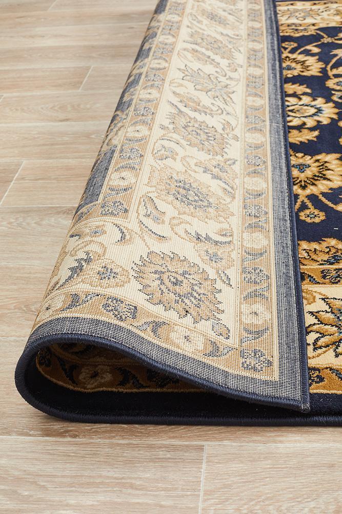 Sydney Collection Classic Rug Blue with Ivory Border - Newstart Furniture