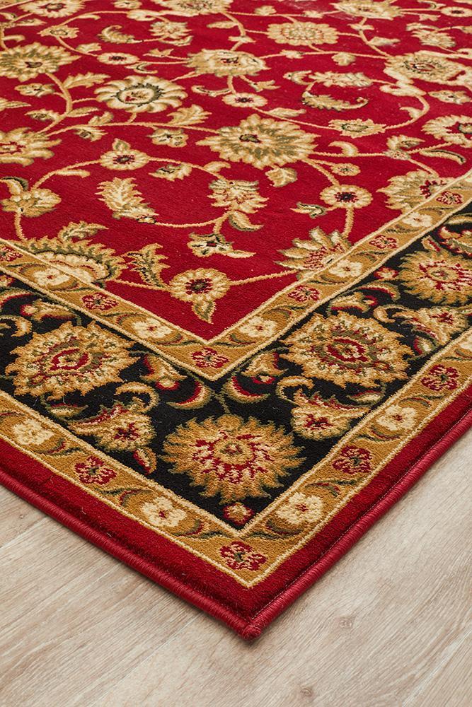 Sydney Collection Classic Rug Red with Black Border - Newstart Furniture