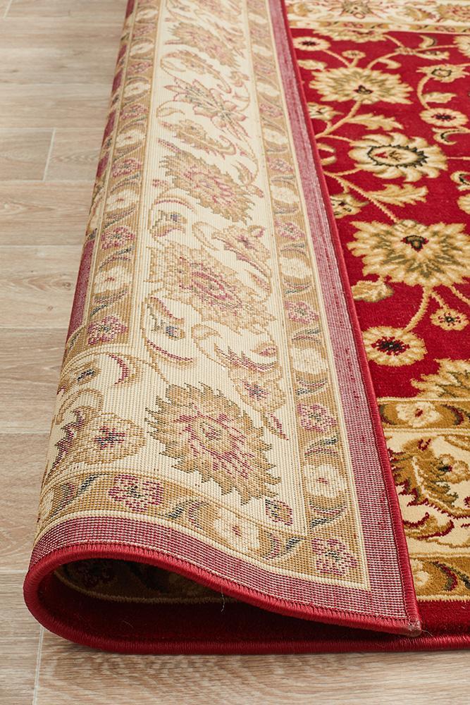 Sydney Collection Classic Rug Red with Ivory Border - Newstart Furniture
