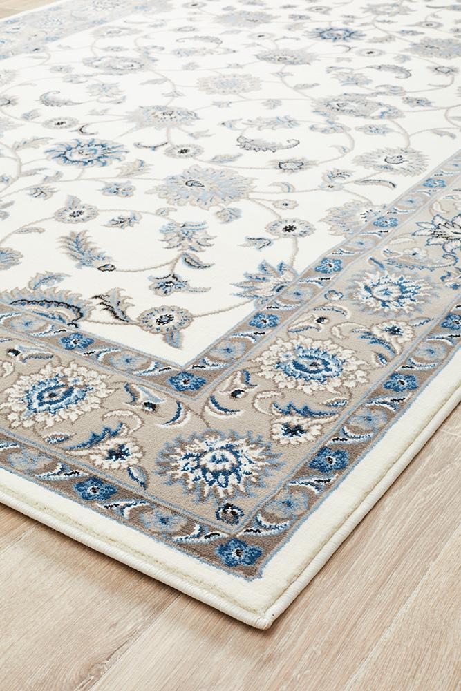 Sydney Collection Classic Rug White with Beige Border - Newstart Furniture