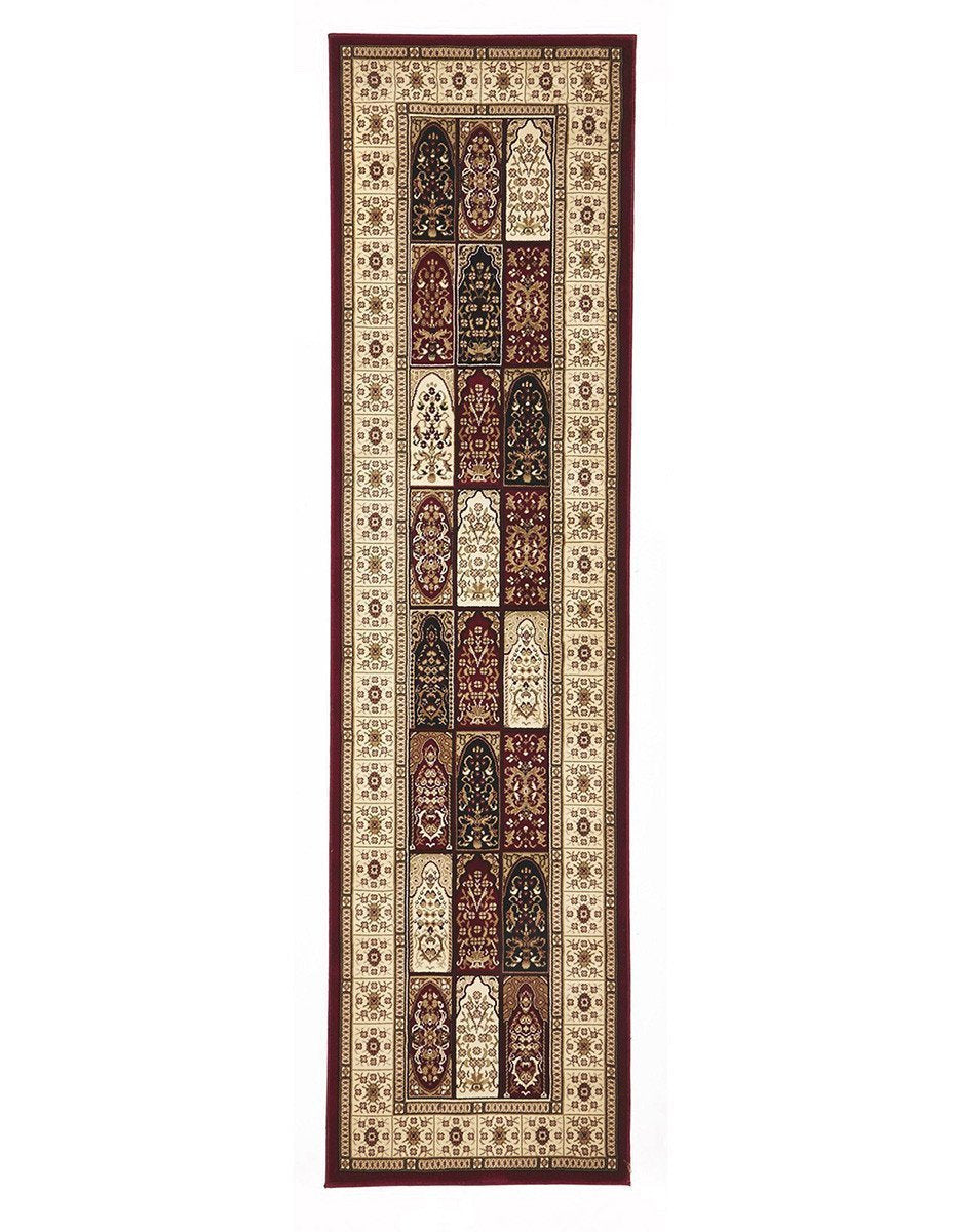 Sydney Collection Traditional Panel Pattern Rug Burgundy - Newstart Furniture