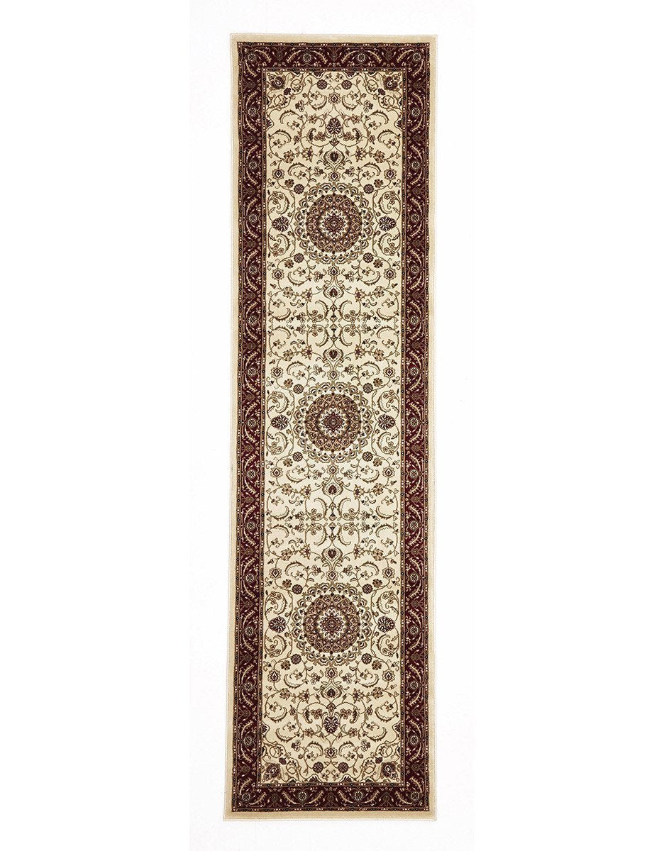 Sydney Collection Medallion Rug Ivory with Red Border - Newstart Furniture