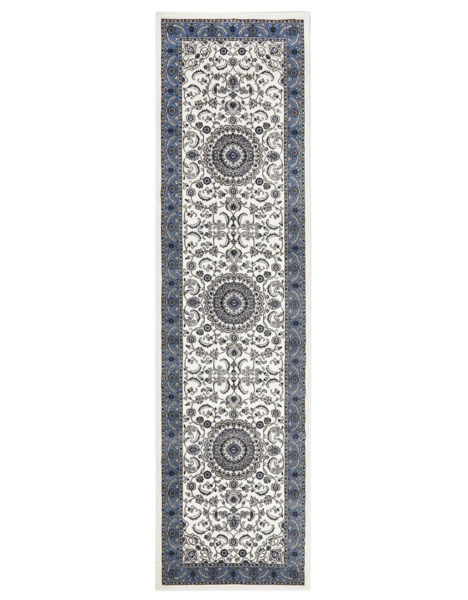 Sydney Collection Medallion Rug White with Blue Border - Newstart Furniture