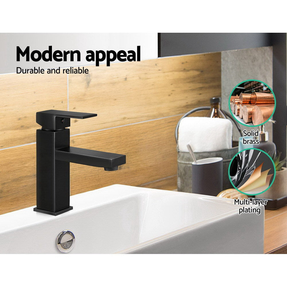 Cefito Basin Mixer Tap Faucet Bathroom Vanity Counter Top WELS Standard Brass Black - Newstart Furniture
