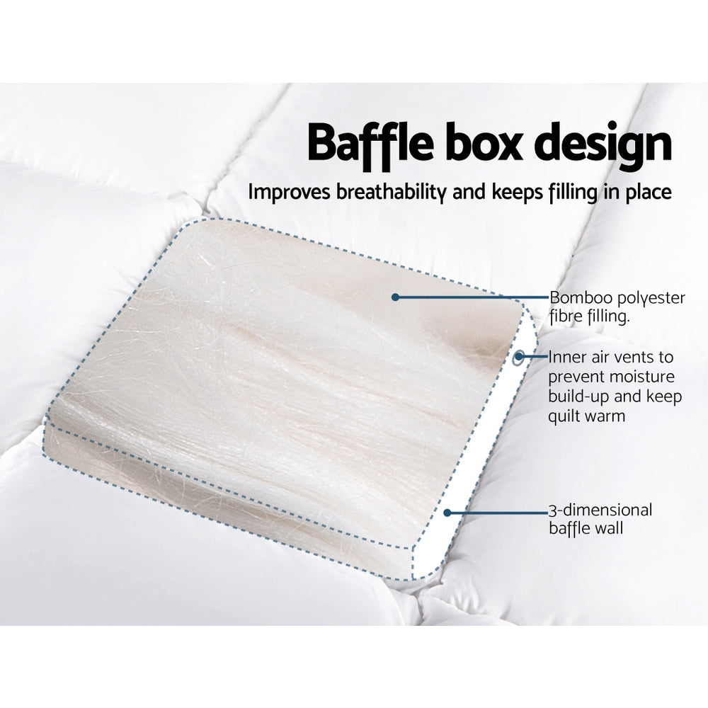 Giselle Double Mattress Topper Bamboo Fibre Pillowtop Protector - Newstart Furniture