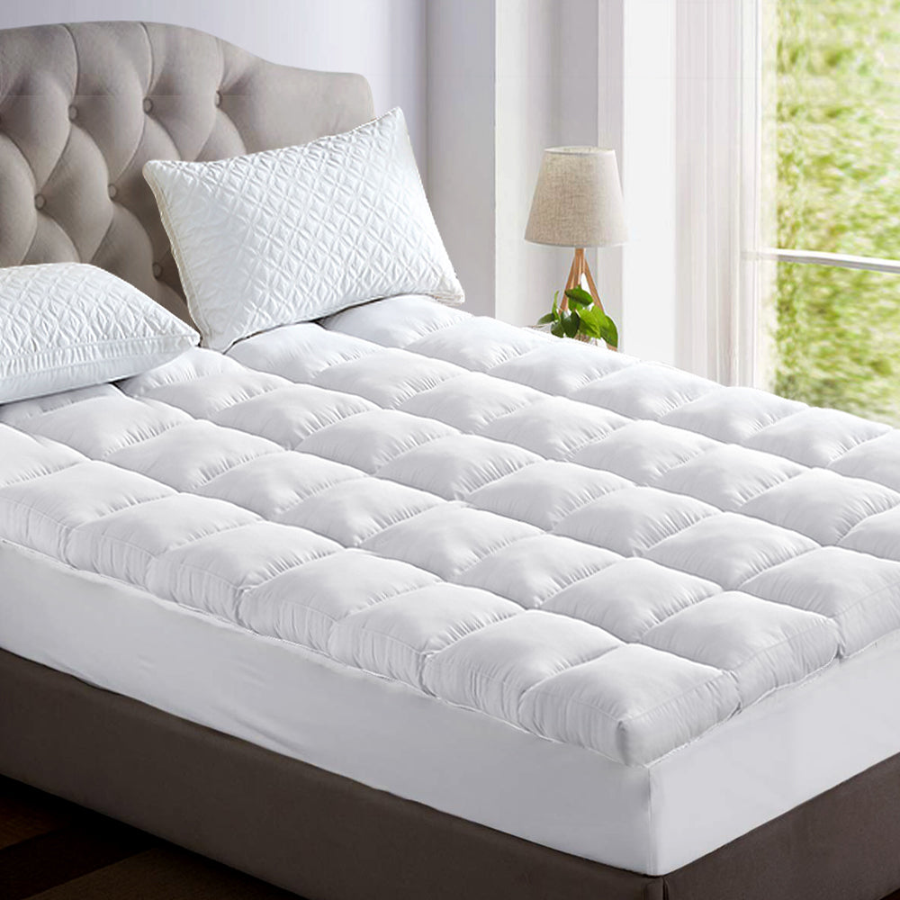 Giselle Double Mattress Topper Bamboo Fibre Pillowtop Protector - Newstart Furniture