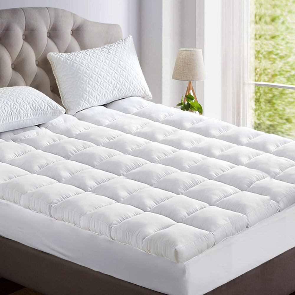 Giselle King Mattress Topper Bamboo Fibre Pillowtop Protector - Newstart Furniture