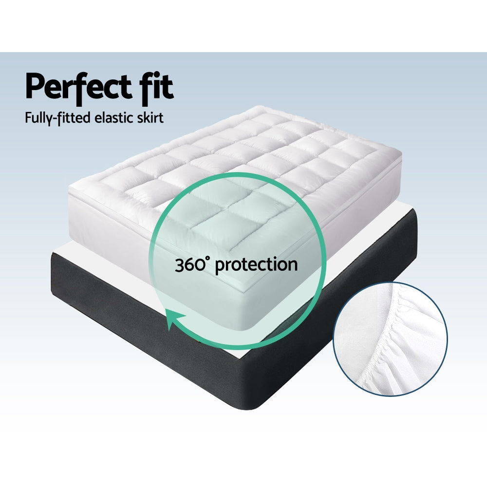 Giselle King Single Mattress Topper Bamboo Fibre Pillowtop Protector - Newstart Furniture