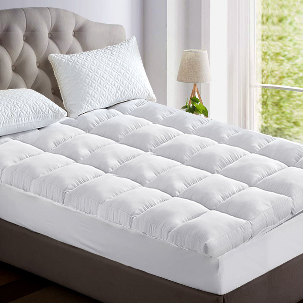 Giselle King Single Mattress Topper Bamboo Fibre Pillowtop Protector - Newstart Furniture