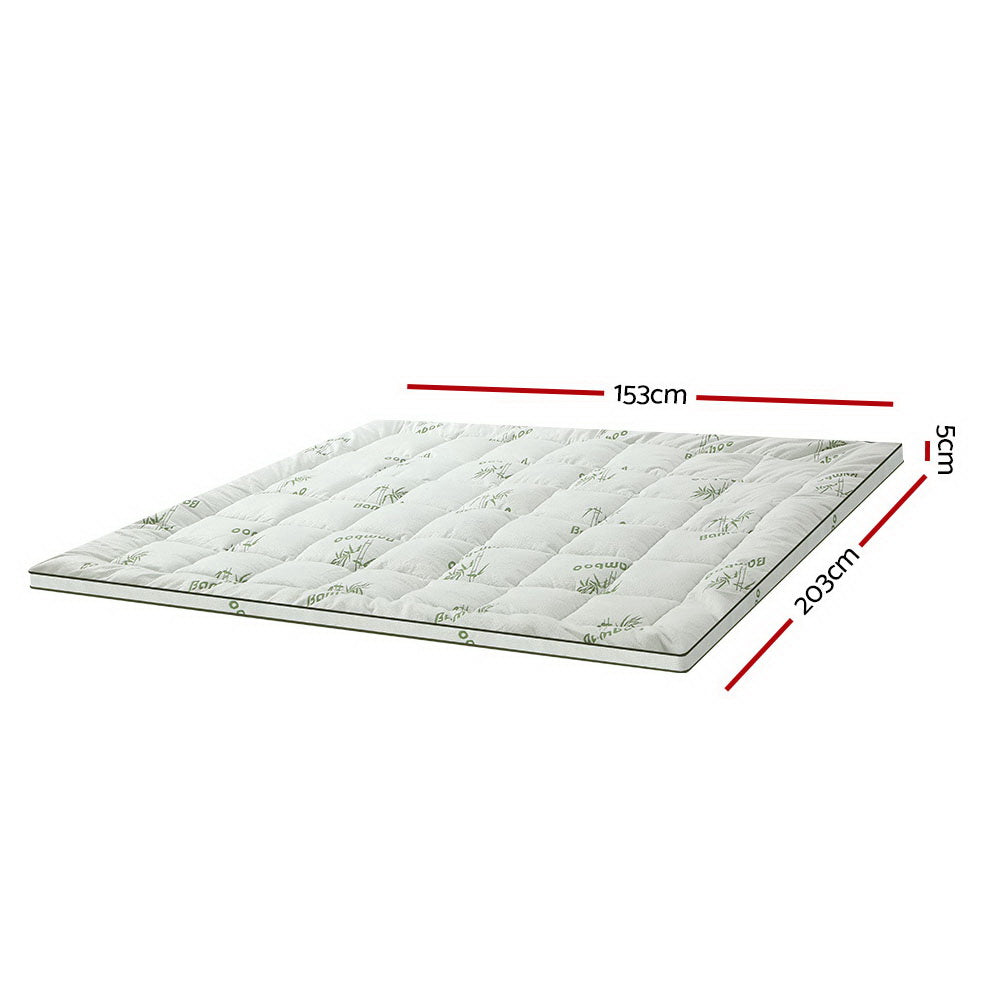 Giselle Pillowtop Topper Mattress Toppers Bamboo Fabric Fibre Bed Pad Protector - Newstart Furniture
