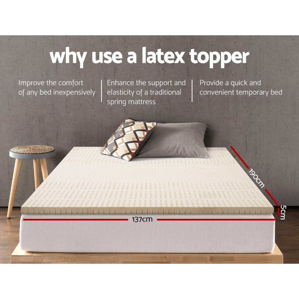 Giselle Bedding Pure Natural Latex Mattress Topper 7 Zone 5cm Double - Newstart Furniture