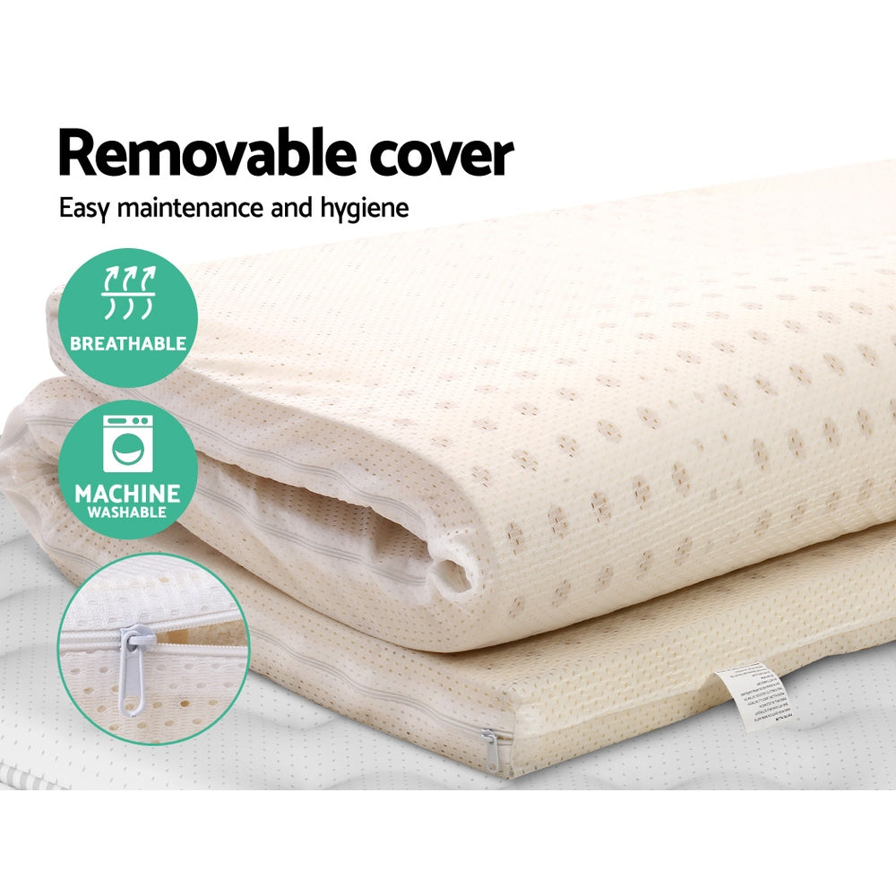 Giselle Bedding 7 Zone Latex Mattress Topper Underlay 7.5cm Queen Mat Pad Cover - Newstart Furniture