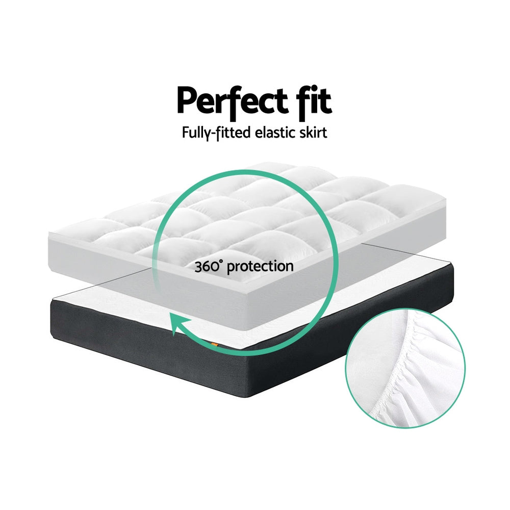 Giselle King Mattress Topper Pillowtop 1000GSM Microfibre Filling Protector - Newstart Furniture