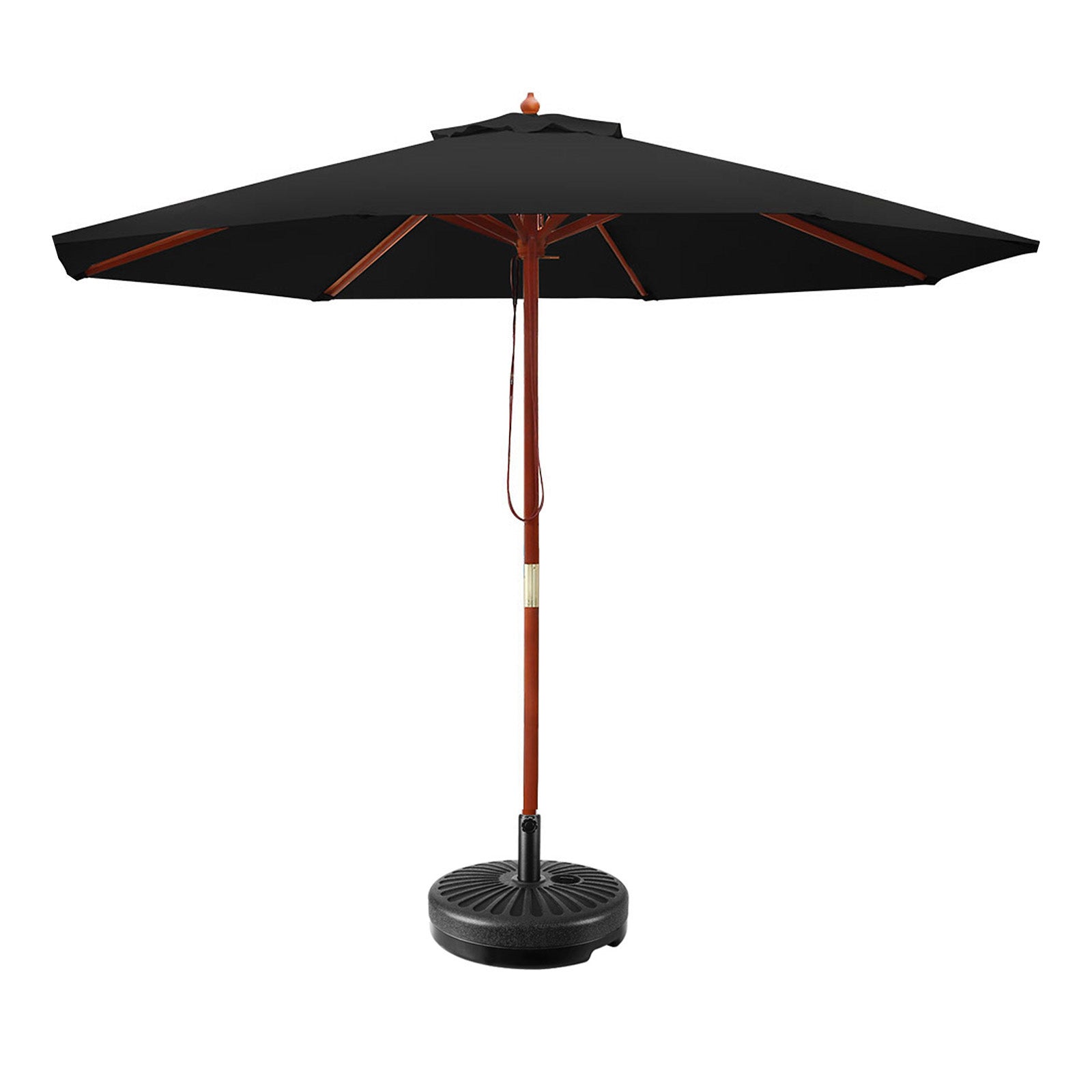 Instahut Outdoor Umbrella 2.7M with Base Pole Umbrellas Garden Stand Deck Black - Newstart Furniture