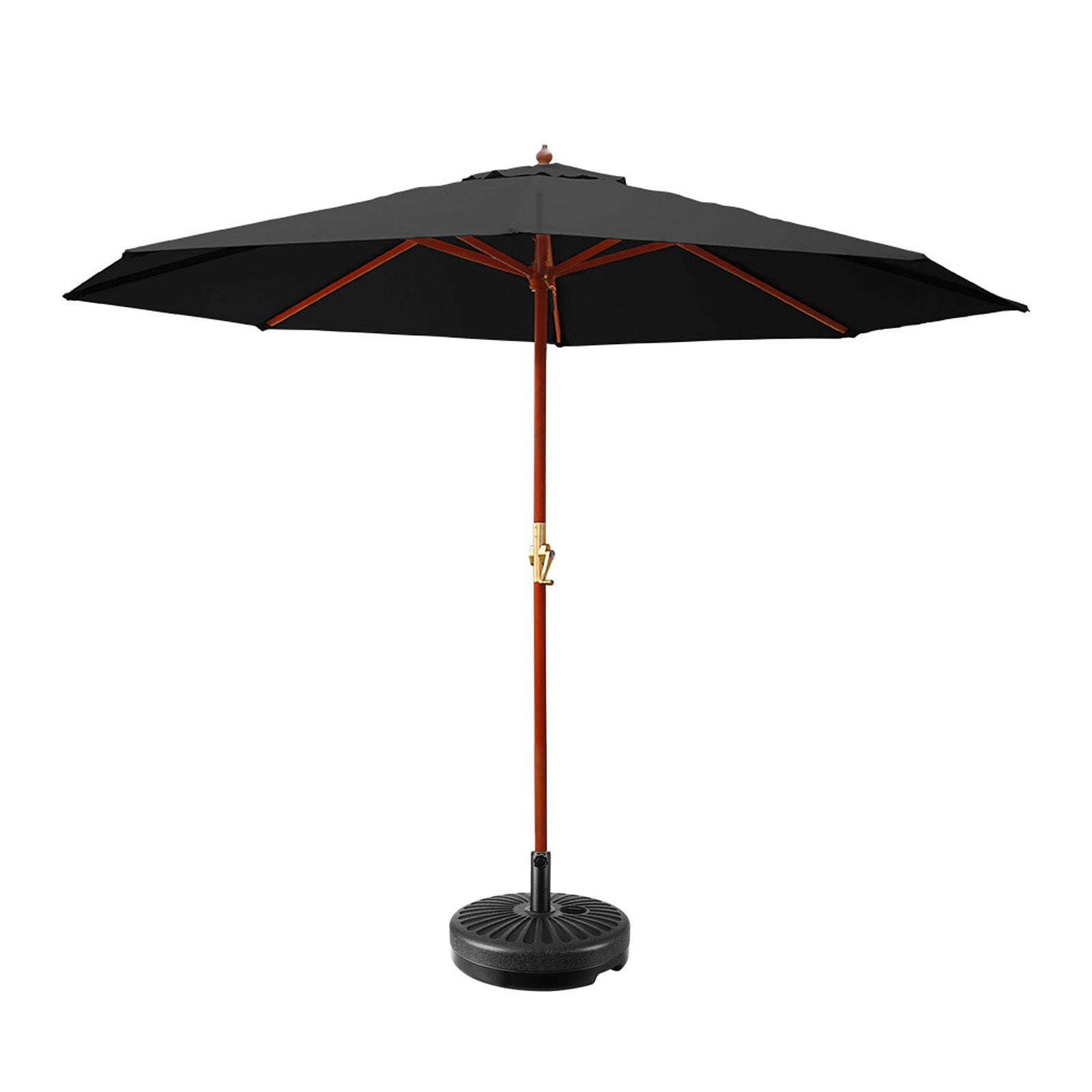 Instahut Outdoor Umbrella 3M with Base Pole Umbrellas Garden Stand Deck Black - Newstart Furniture