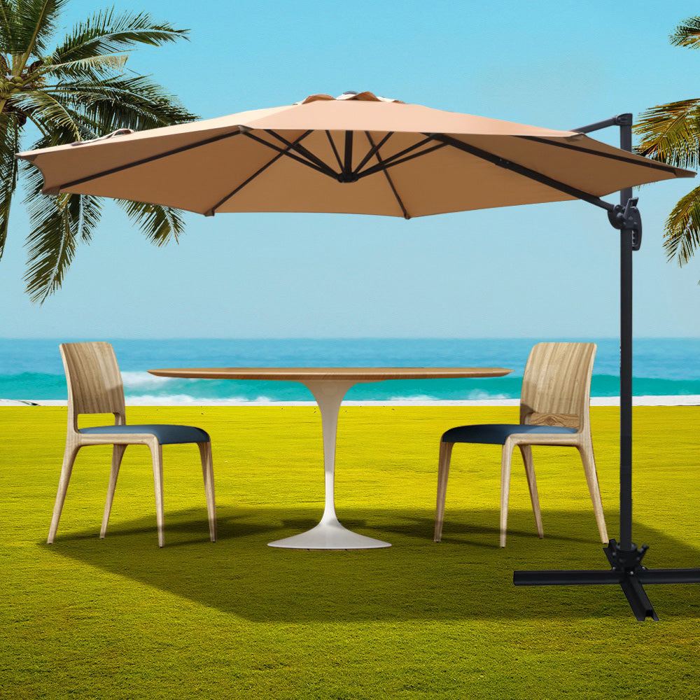 Instahut Roma Outdoor Umbrella - Beige - Newstart Furniture